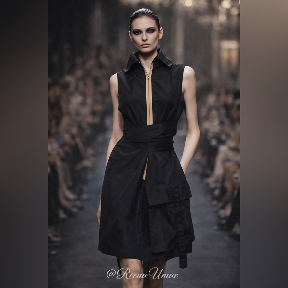 Marie Saint Pierre Black Belted Sleeveless Dress – Size 2